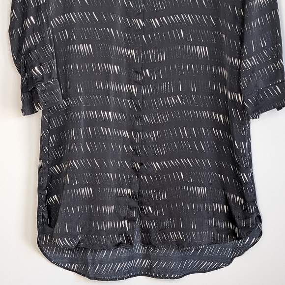 Eileen Fisher Silk Collared Shirt Dress Dash Black White Cotton Dash Size XS - Picture 11 of 14
